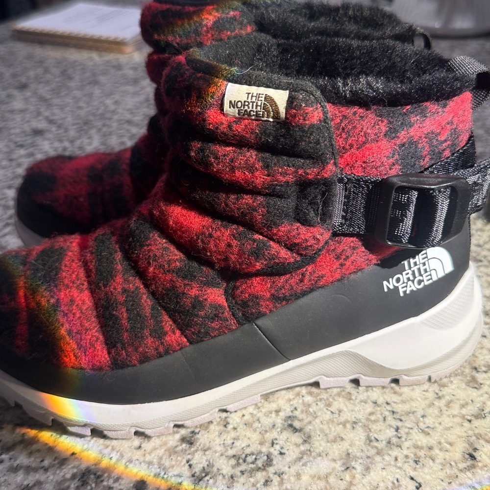 The North Face Red and Black Insulated Boots